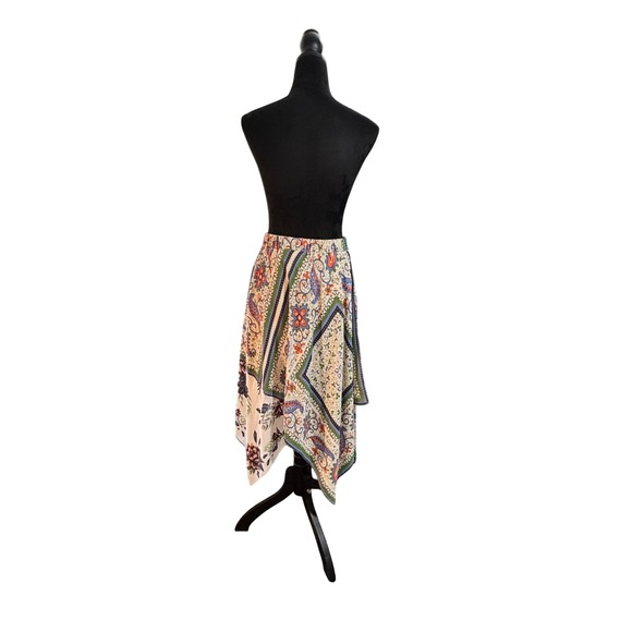 Maeve Anthropologie Scarf Print Asymmetrical Hem Midi Skirt Size 0 - Picture 15 of 15